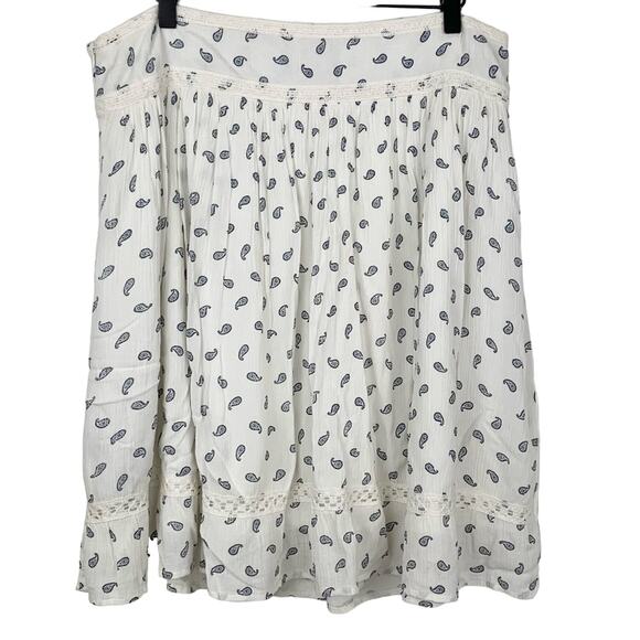 Cherokee Women Pleated Skirt Y2k Paisley Pleated White Peasant Boho Summer Large - Picture 5 of 5